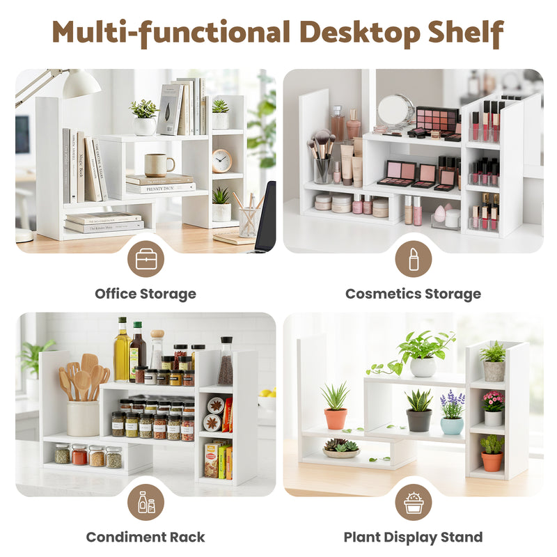 Advwin Adjustable Desktop Bookshelf Organizer