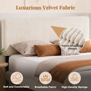Advwin Upholstered Bed w/ Adjustable Headboard Beige