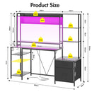 Advwin Gaming Desk with LED Lights & Power Outlets 165cm