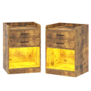 Advwin LED Bedside Table with Charging Station Set of 2