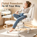 Advwin Teddy Cross Legged Office Chair w/ Footrest & Wheels