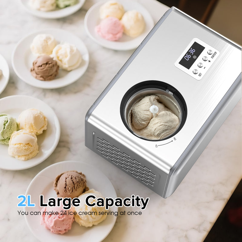 Advwin Ice Cream Maker with Built-in Compressor