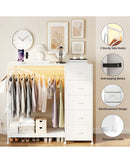 Advwin Dresser w/ Hanging Rack & Clothes Rail