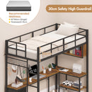 Advwin LED Loft Bed Frame w/ L-Shaped Desk & Charging Station