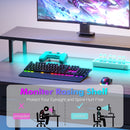 Advwin Gaming Desk with LED Lights Printer Storage Shelf