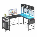 Advwin L Shaped Gaming Desk with LED Lights