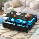 Advwin LED Coffee Table with 4 Storage Drawers