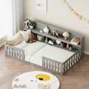Advwin Wood Kids Bed Frame with bookcase