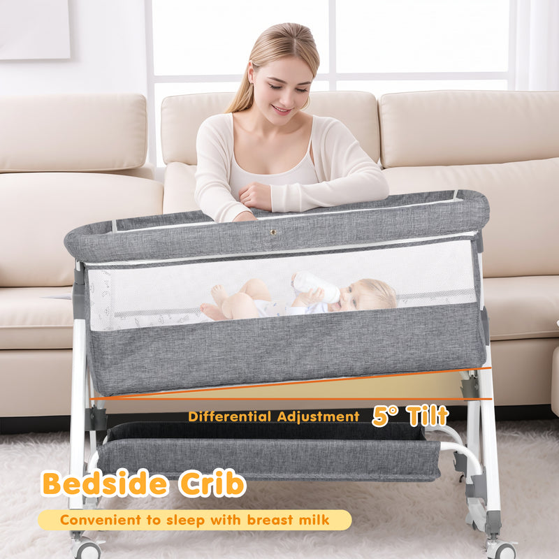 Advwin 3 in 1 Baby Bassinet 6 Height Adjustable