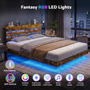Advwin Double Floating Bed Frame w/ Charging Station