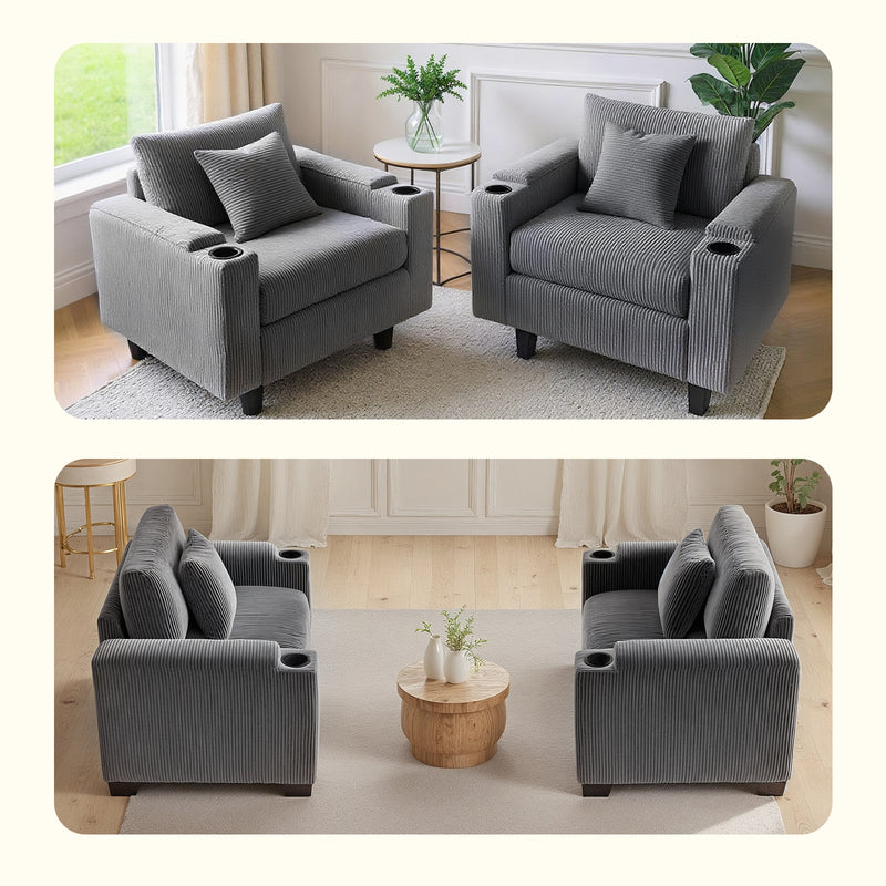 Advwin Corduroy Single Sofa with Storage