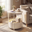 Advwin Small Round Side Table w/ Charging Station