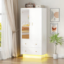 Advwin 2 Doors Armoire Wardrobe Closet with Mirror