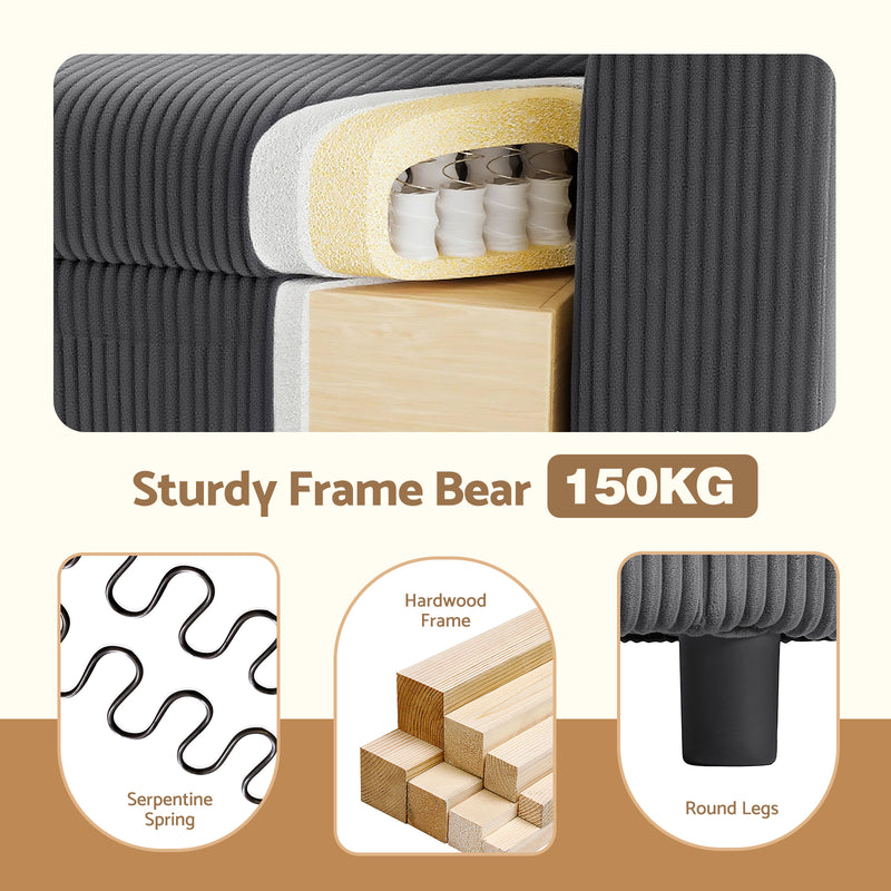 Advwin Corduroy Single Sofa with Storage