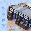 Advwin King Single Low Loft Bed with 7 Drawers Bookcase