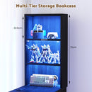 Advwin LED Computer Desk with Reversible Bookshelf