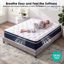 Advwin 30cm Hybrid Mattress w/ Pocket Springs White & Blue