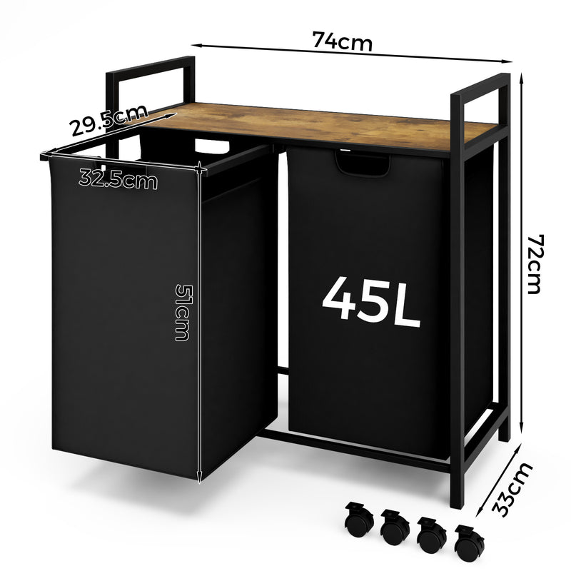 Advwin Laundry Hamper with Shelf & Removable Bags