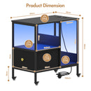 Advwin LED Side Table w/ Power Outlets & Wheels