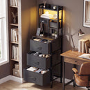 Advwin LED Bedside Table with Charging Station & 3 Drawers
