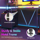 Advwin Gaming Desk with LED Lights & Power Outlets 165cm