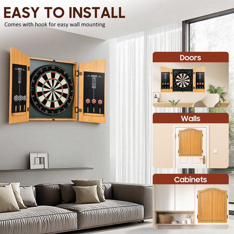 Advwin 18" Dartboard Cabinet Set with 6 Darts