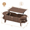 Advwin 120cm Oval Lift Top Coffee Table w/ Hidden Storage