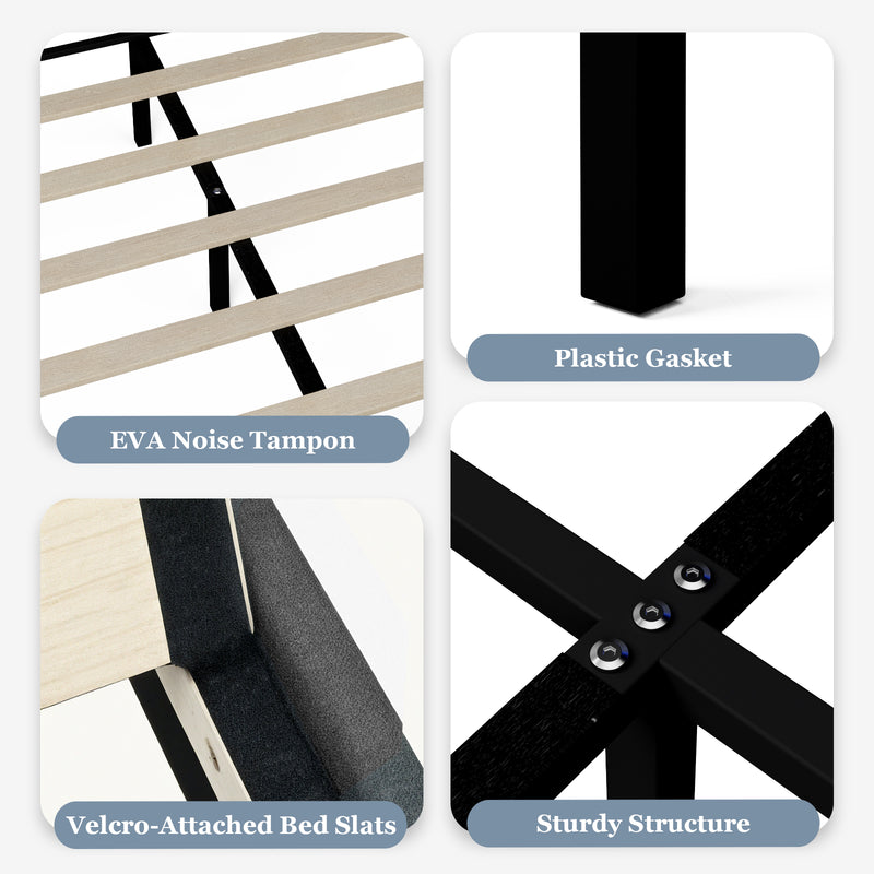 Advwin LED Bed Frame with Velvet Upholstered Headboard