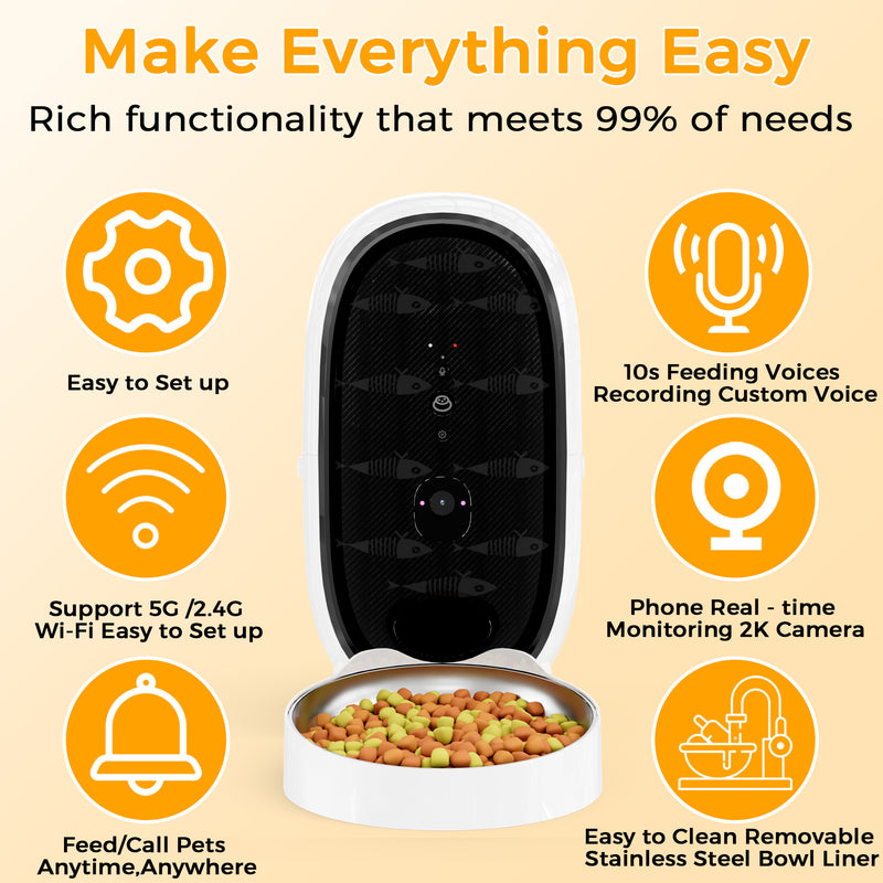 Advwin 3L Automatic Cat Feeder with 2K Camera