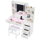 Advwin Dressing Table Set with Glass Desktop LED Light