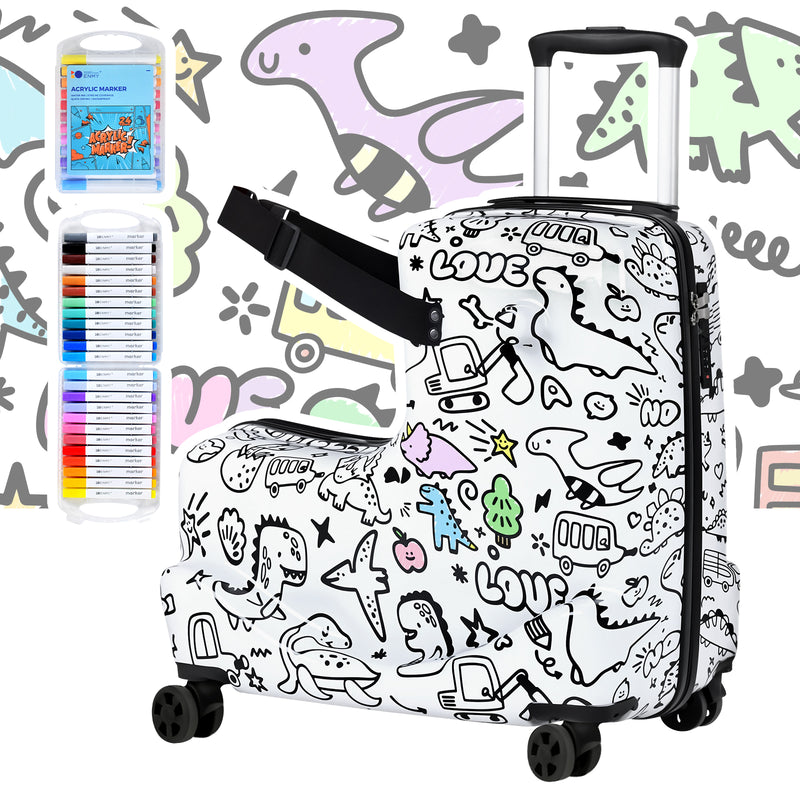 Advwin Kids Ride On Luggage Graffiti Toddler Luggage