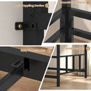 Advwin Metal House Bunk Bed Single Over Single with Guardrails
