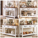 Advwin 100cm Vintage Console Table w/ 3 Drawers & Open Shelf