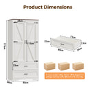 Advwin X-Barn Doors Wardrobe w/ 2 Drawers & Hanging Rail