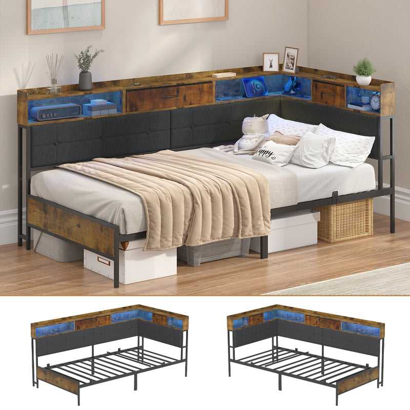 Advwin King Single Corner Bed Frame