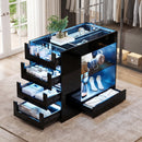 Advwin Glossy Closet Island w/ LED Lights & 8 Drawers