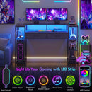 Advwin U Shaped Gaming Desk with LED Lights 148cm