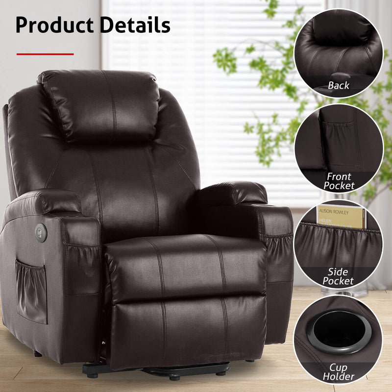 Advwin Electric Lift Recliner Chair PU Leather Lounge Sofa