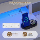 Advwin L Shaped Computer Desk with LED Lights White