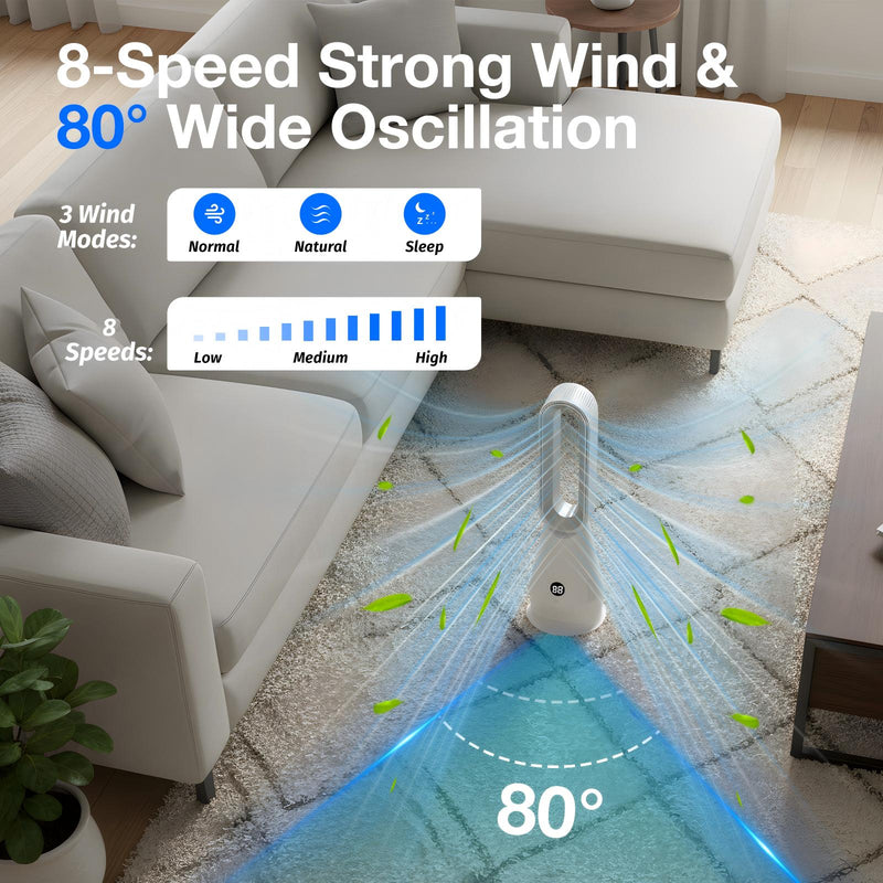 Advwin Electric Bladeless Tower Fan with Remote Control