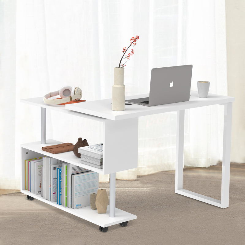 Advwin Office Desk Computer Desk Swivel L-shape