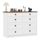 Advwin 8 Drawers Dresser with LED Lights & Glass Top