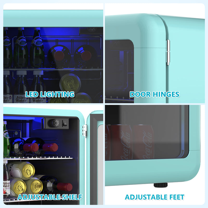 Advwin Mini Bar Fridge Cooler Blue Retro Fridge