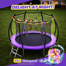 Advwin 10FT Outdoor Trampoline w/Sprinkler & LED Lights