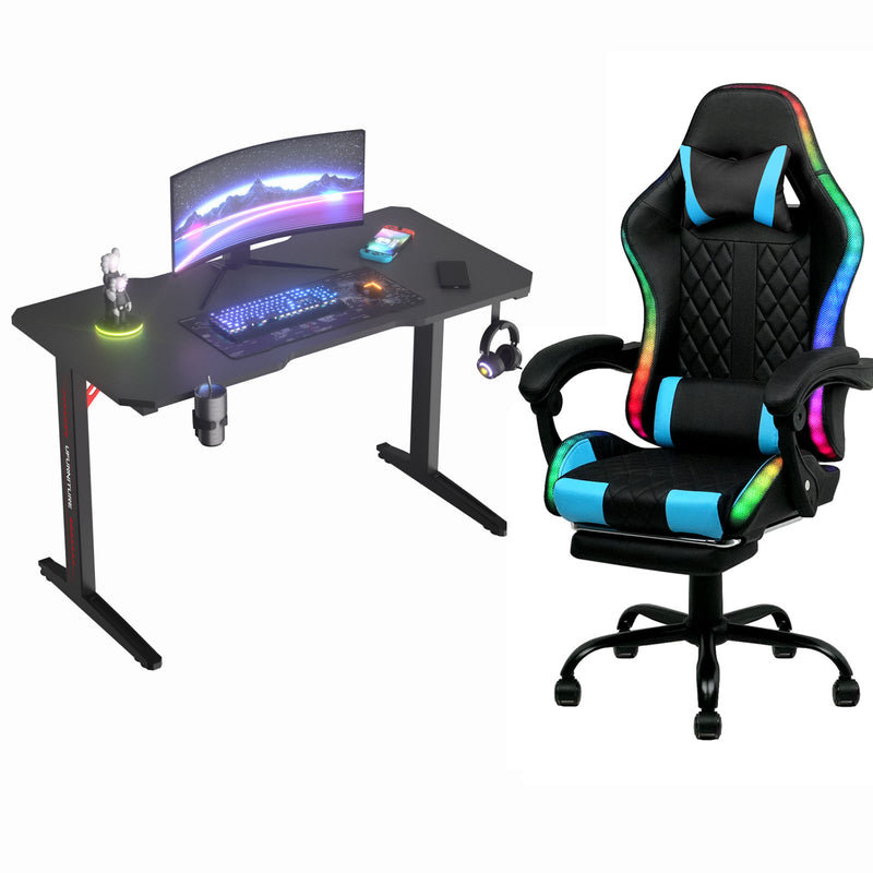 Advwin Gaming Desk & Gaming Chair RGB LED Massage Office Chair