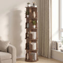 Advwin 5-Tier 360° Rotating Bookshelf Brown