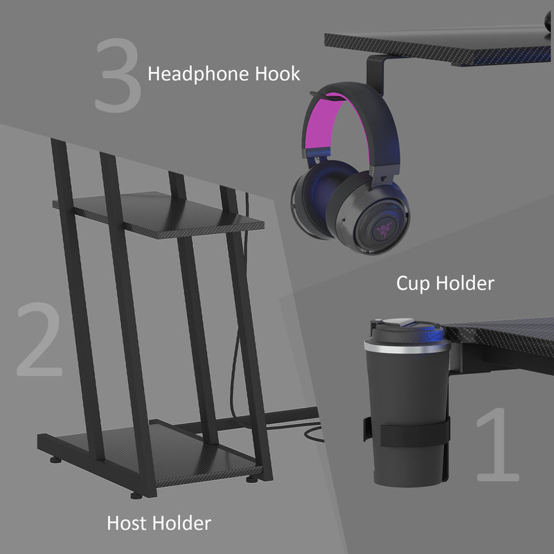 Advwin L Shaped Gaming Desk with LED Lights