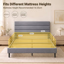 Advwin Velvet Upholstered Bed Frame w/ Wooden Slats Grey