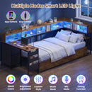 Advwin Single Corner Bed Frame with Desk and Bookcase