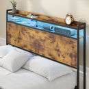 Advwin Storage Headboard with LED Light Charging Station